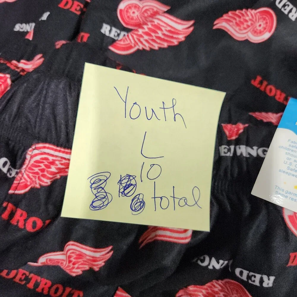 Nhl Detroit Red Wings Youth Flame Resistant Sleepwear Pants L 14 16 Black 162